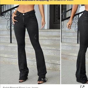 Black Ripped flared Jeans